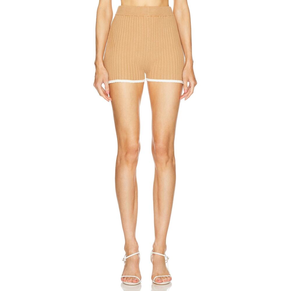 Matthew Bruch Cozy Tan Rib Knit Hot Short Bottoms Size 1